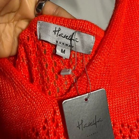 Hanifa Mini Iggy Vibrant Orange Crochet Dress Medium - Picture 13 of 14